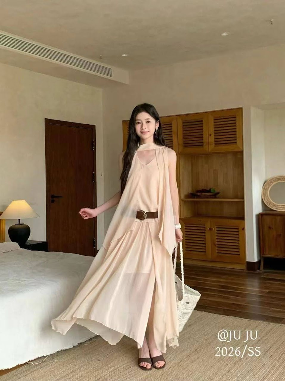 Lucas - Set váy zile voan dáng dài 2 lớp + belt da JUJU_thumbnail_3