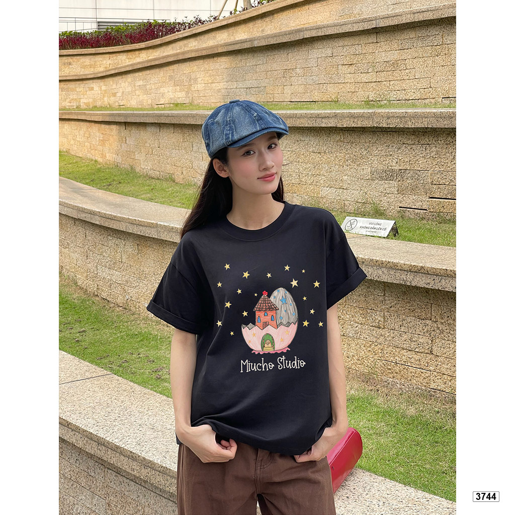 Áo thun nữ form boxy hoạt hình mùa hè Dreamee đáng yêu chất thoáng mát Miucho 3744_thumbnail_5