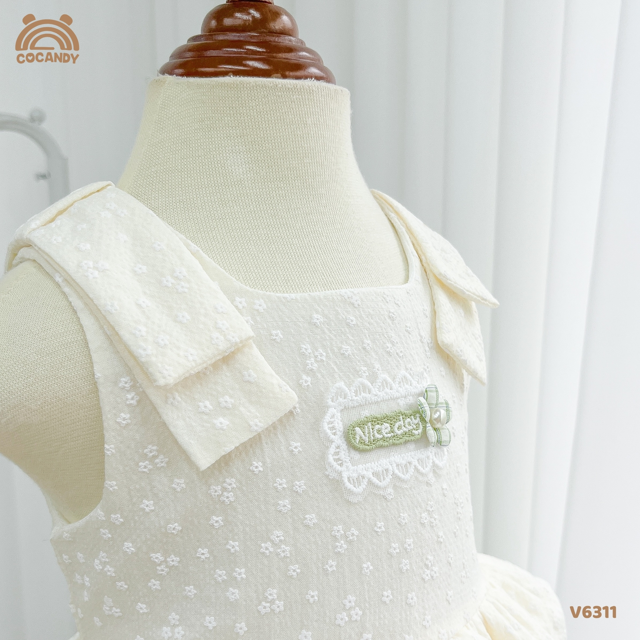 Váy 2 dây BE nơ vai nhún eo tag hoa CCD_thumbnail_4