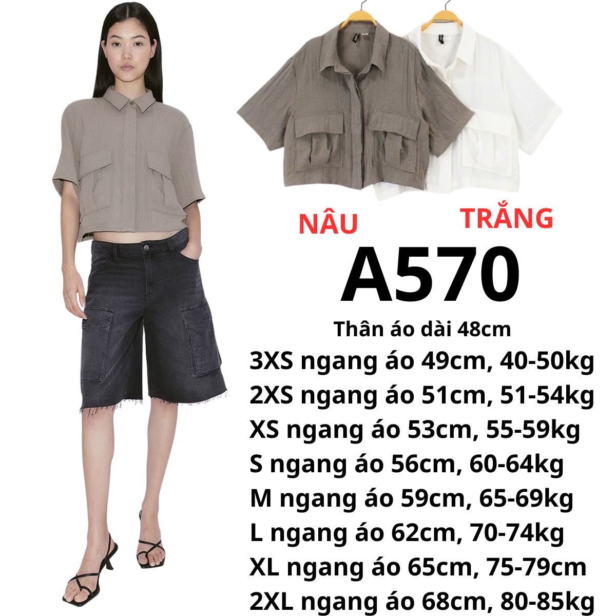 A570- Áo linen crop