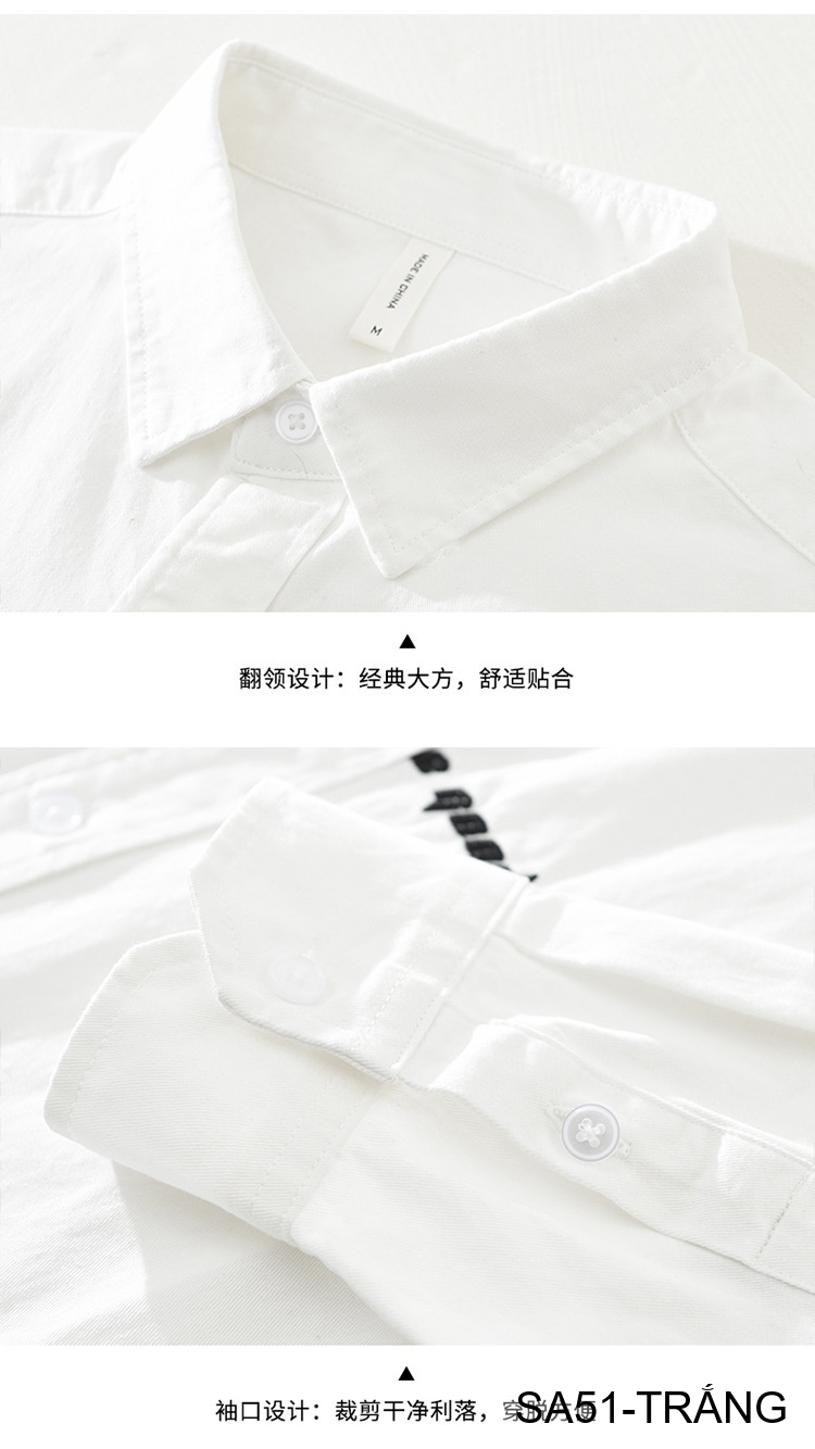 SA51 - Áo Sơ Mi Nam Phong Cách Nhật Bản Thêu Tiếng Anh Tay Dài Thời Trang Đa Năng_thumbnail_9