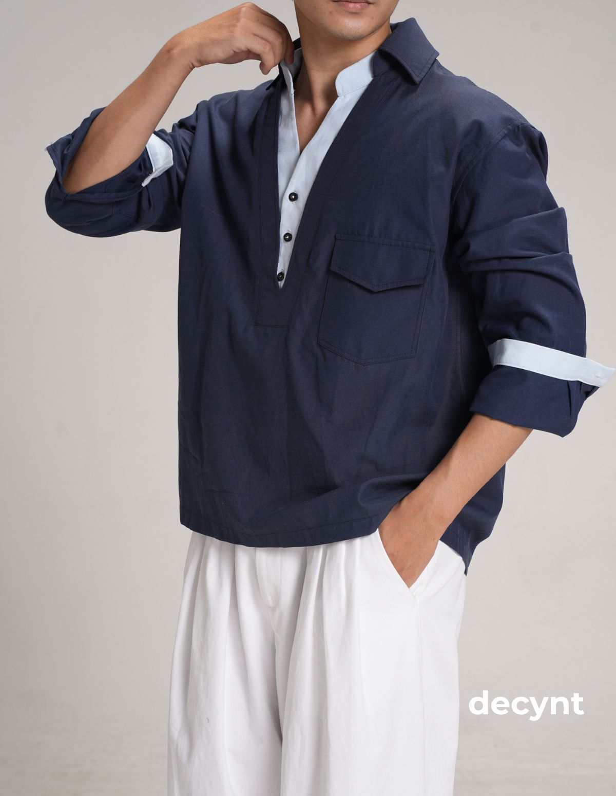 decynt Shirt 05 - Áo sơ mi phối layer chất liệu cotton pha_thumbnail_7