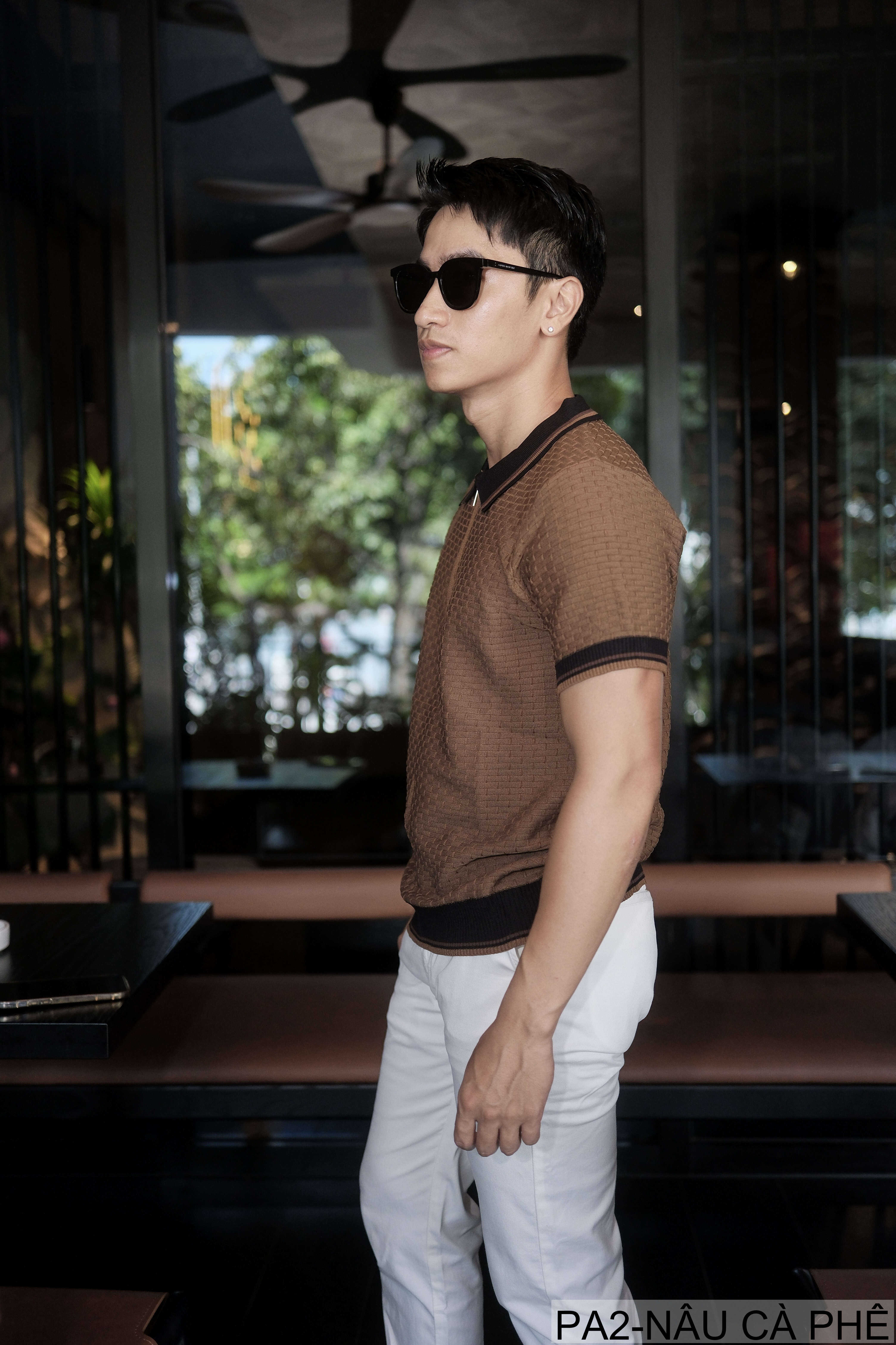 PA2 - Áo len nam tay ngắn cổ polo kiểu dệt waffle, thoáng khí, phong cách Hàn Quốc_thumbnail_12