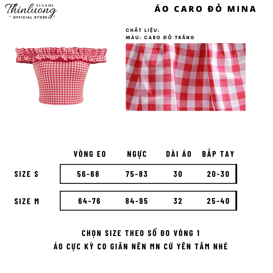 Áo trễ vai MINA caro đỏ form bo chun thoải mái tôn dáng phong cách mùa hè_thumbnail_3