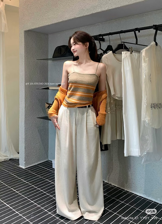 Lucas - Set áo 2 dây kẻ ngang + áo cardigan + quần đũi suông 2302_thumbnail_2