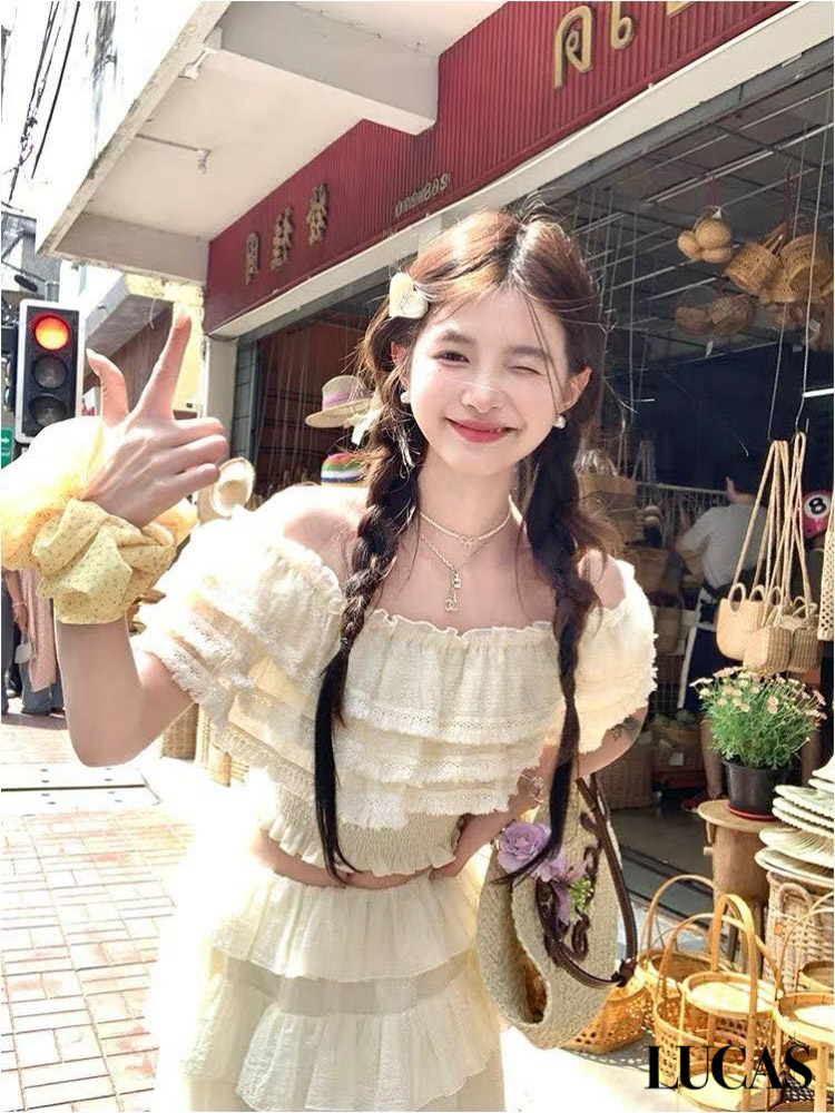 Set áo trễ vai voan tầng chun eo + Chân váy maxi xòe tầng_thumbnail_7