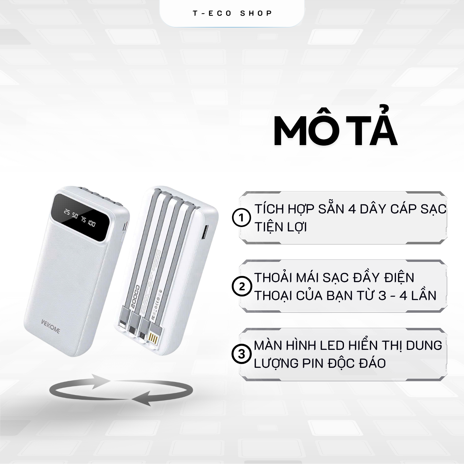 T-ECO SHOP | Pin Sạc Dự Phòng WEKOME WK-103 Dung Lượng Lớn Cho Điện Thoại_thumbnail_3