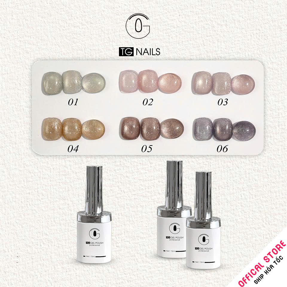Sơn móng TG Nails gel. Khối lượng tịnh: 10g/ lọ. Nhãn hàng TG nail gel - Mắt Mèo Ánh Sao
