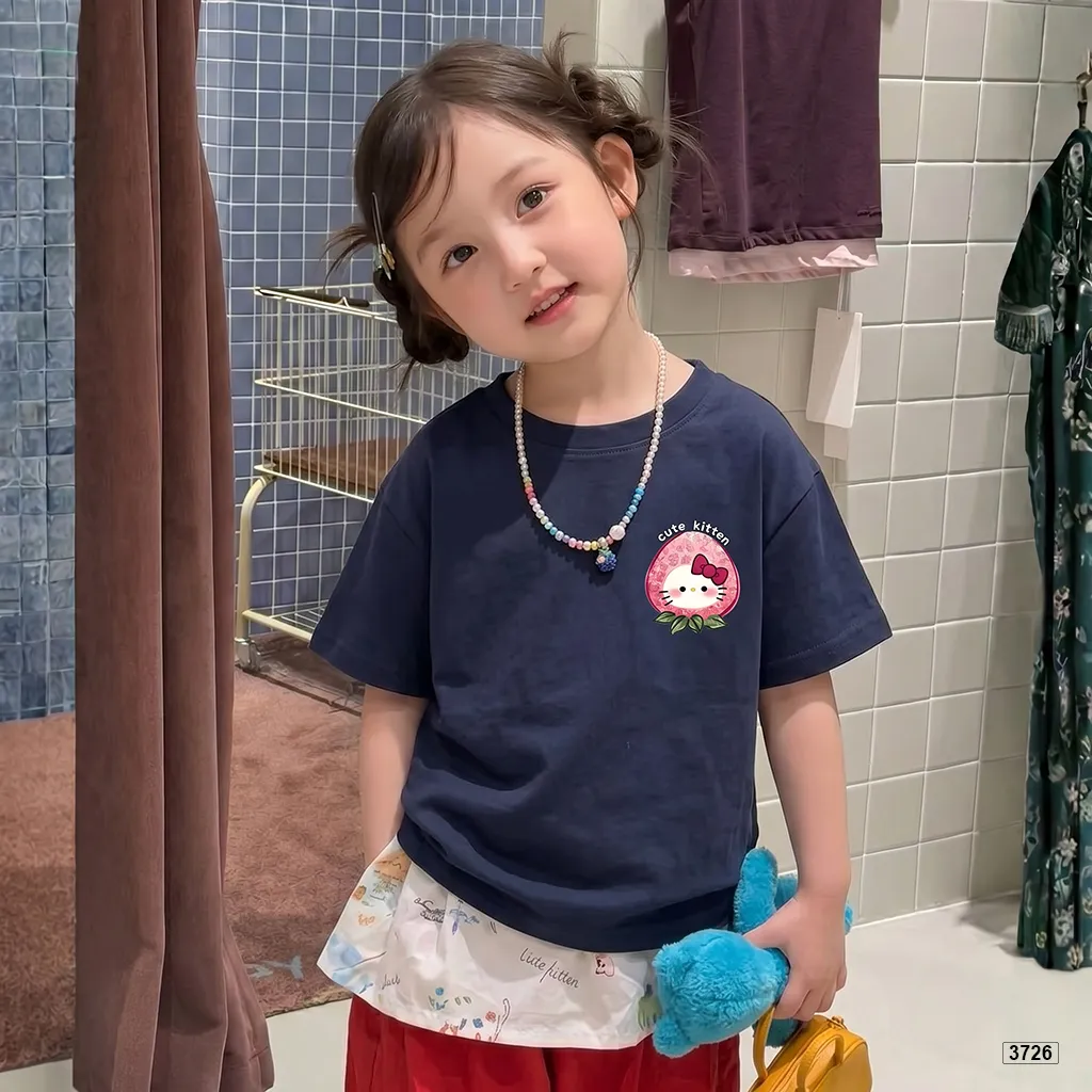 Áo thun bé gái form rộng mùa hè Cute Kitten Kado 3726_thumbnail_2