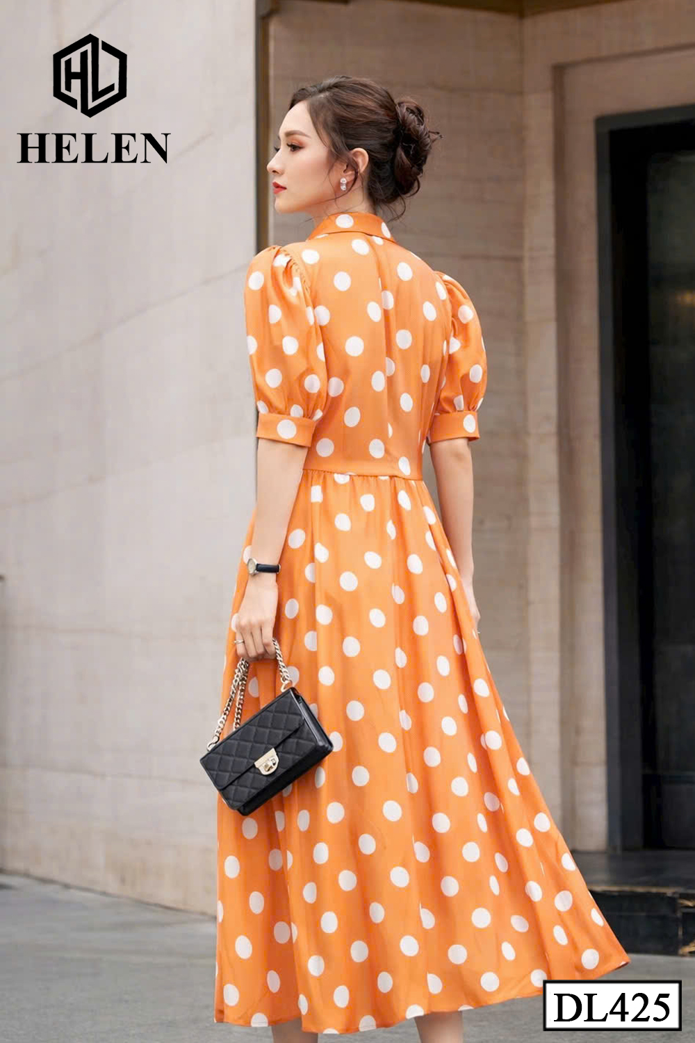 Đầm liền giả set CAM chấm bi  DL425