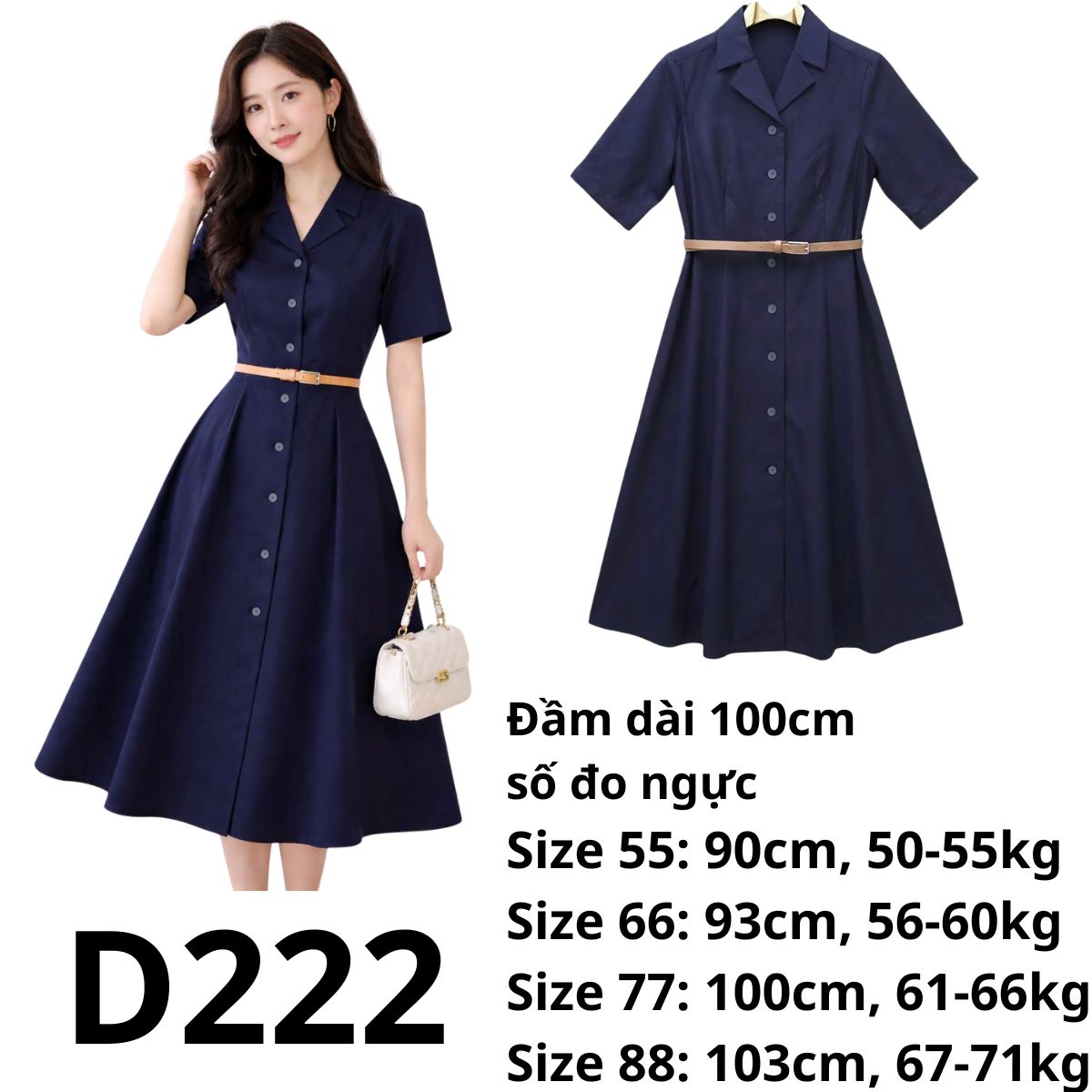 D222- Đầm công sở hàn