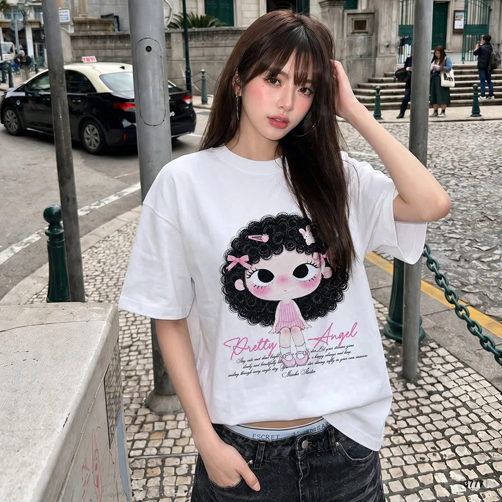 Áo thun nữ form boxy Pretty Angel hoạt hình cute cá tính Miucho 3777_thumbnail_5