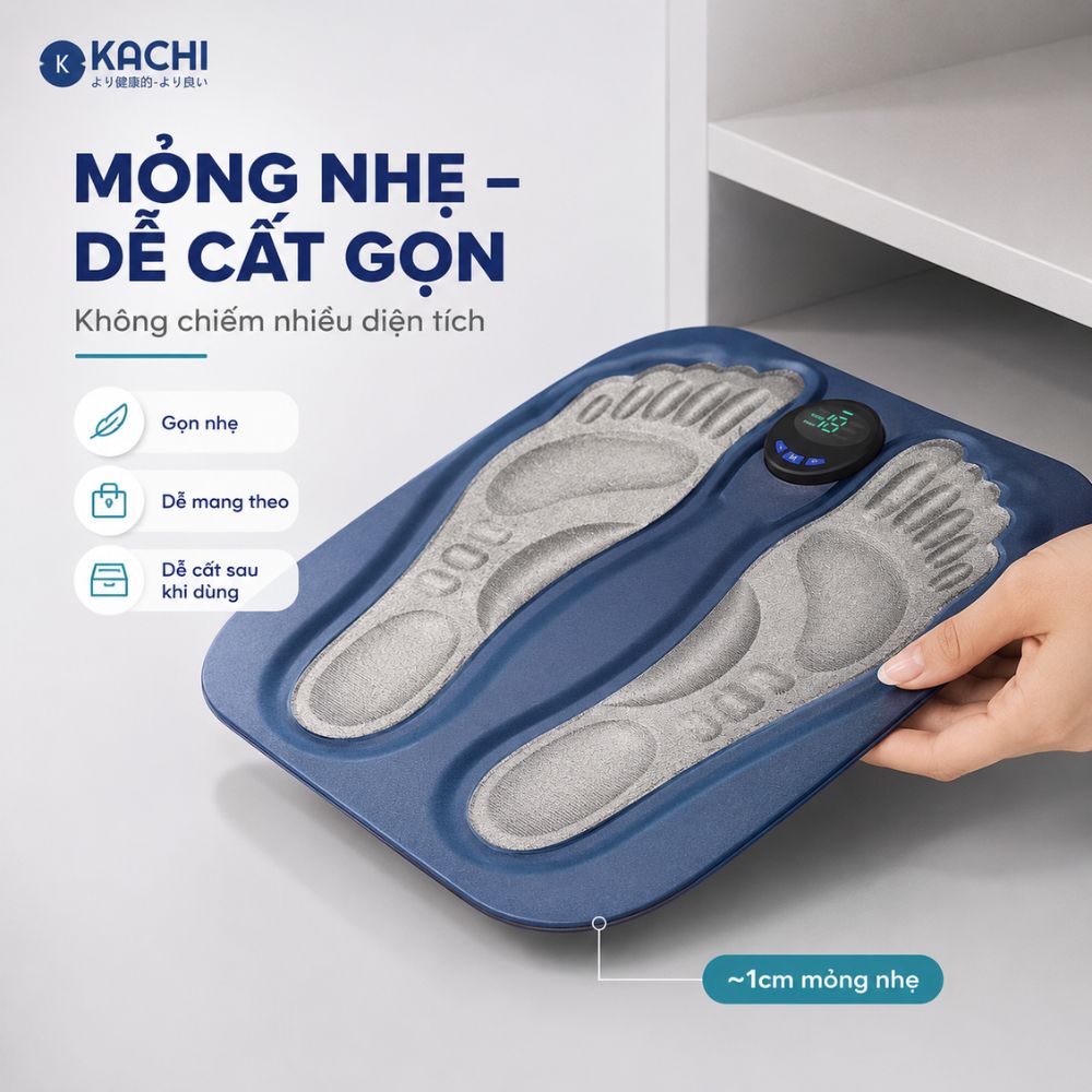Thảm Massage Chân Xung Điện Kachi MK424 Pin Sạc - Giảm Đau Mỏi, Cải Thiện Tuần Hoàn Máu_thumbnail_5