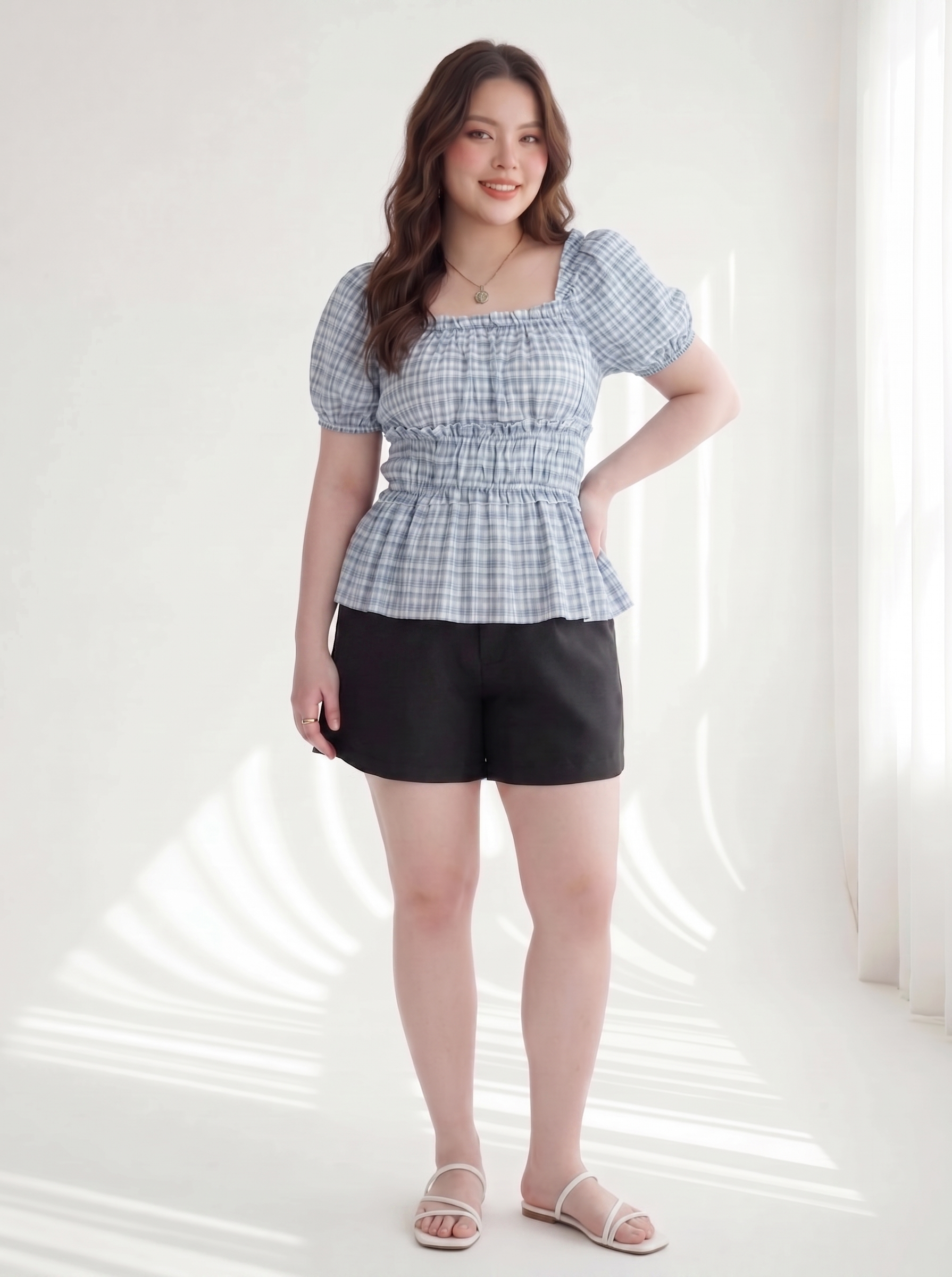 Quần Short Ống Rộng Lưng Thun Bigsize Gọn Đùi - Đen/Hồng Pastel - Vừa 55kg Trở Lên - QS011