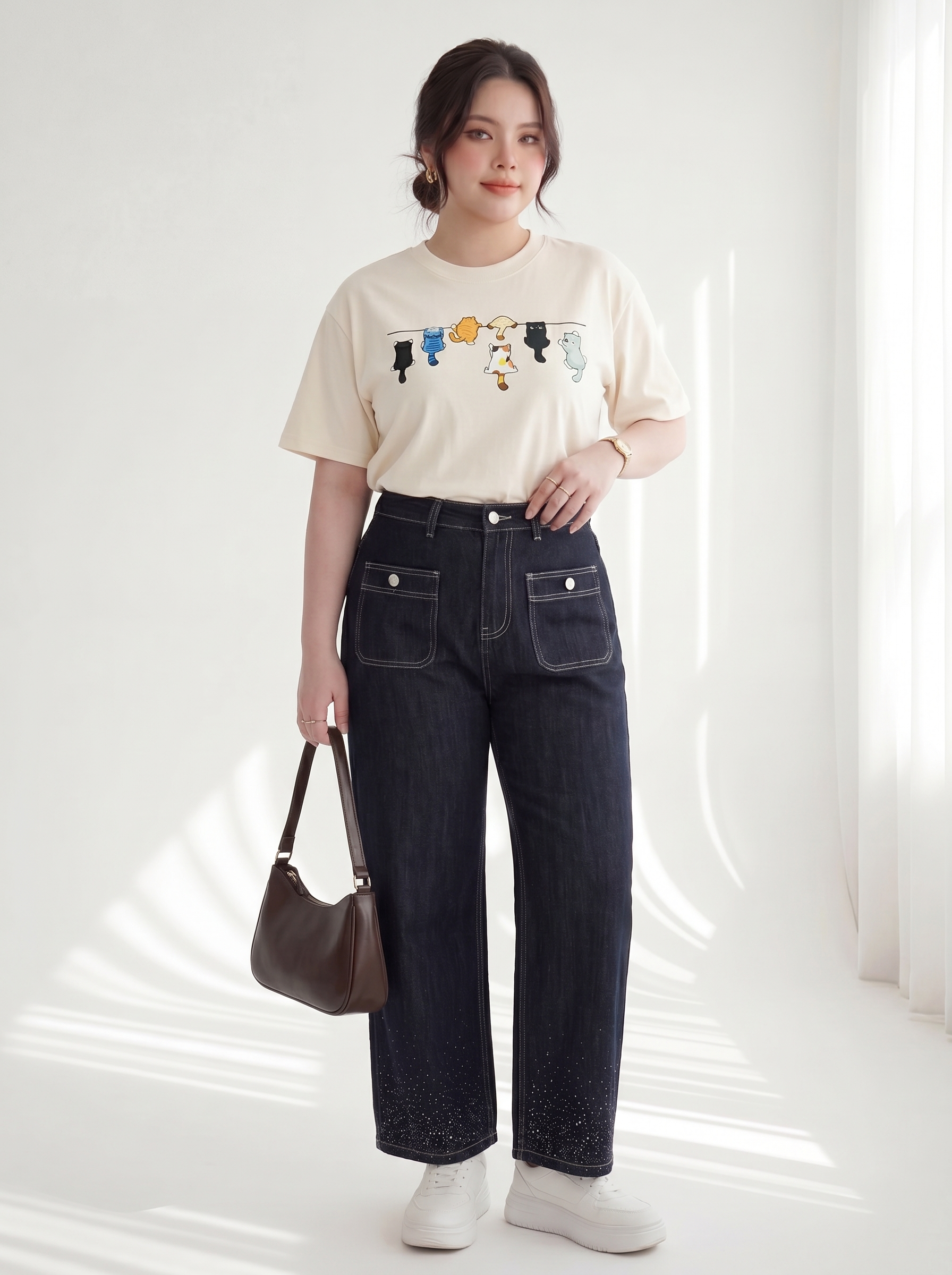 BIGSIZE NỮ - Quần suông nấm ép đá T-QJ5050