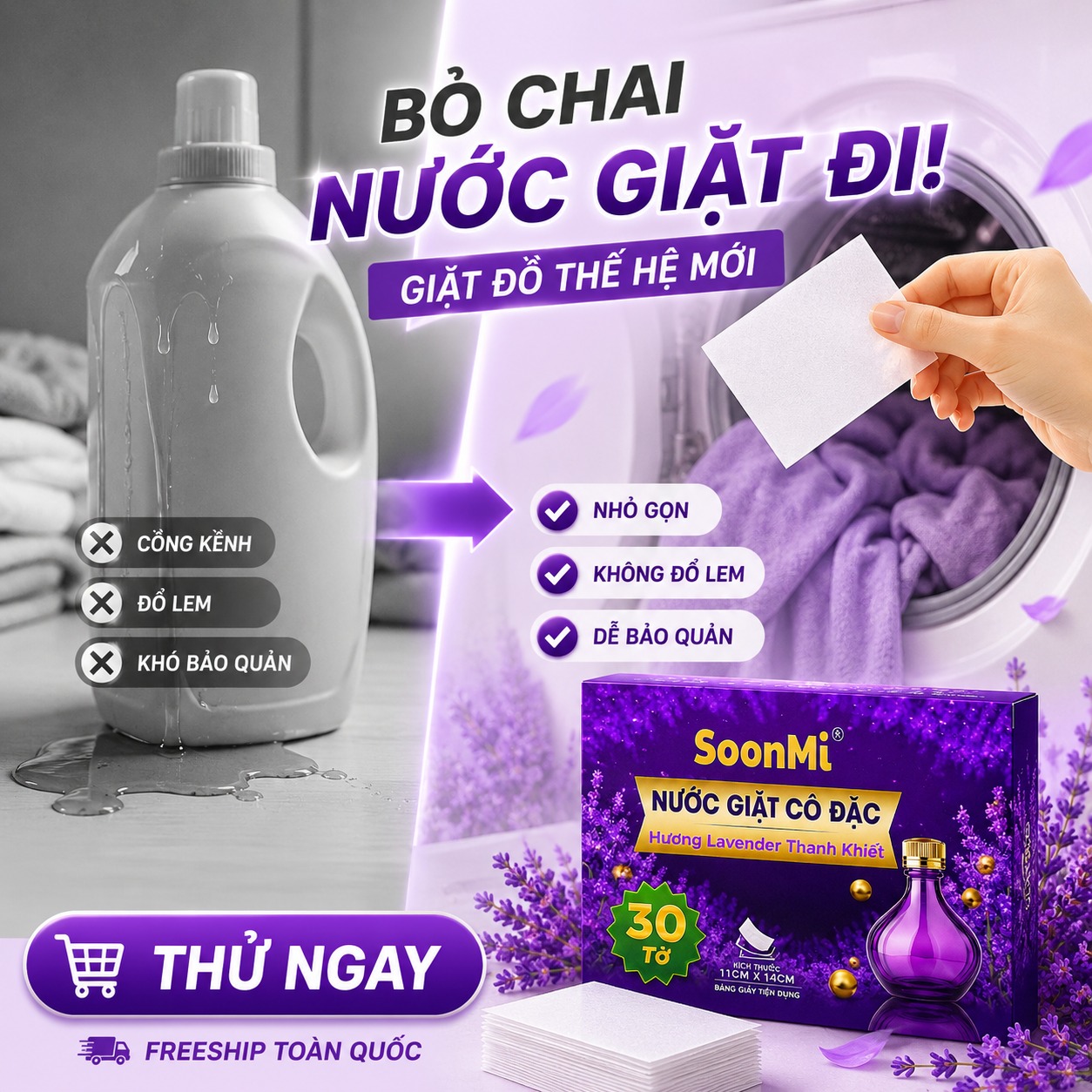 Nước Giặt Cô Đặc SoonMi Hương Lavender lưu hương lâu nhỏ gọn bỏ vali du lịch, khử mùi xe hơi, thơm tủ áo_thumbnail_14