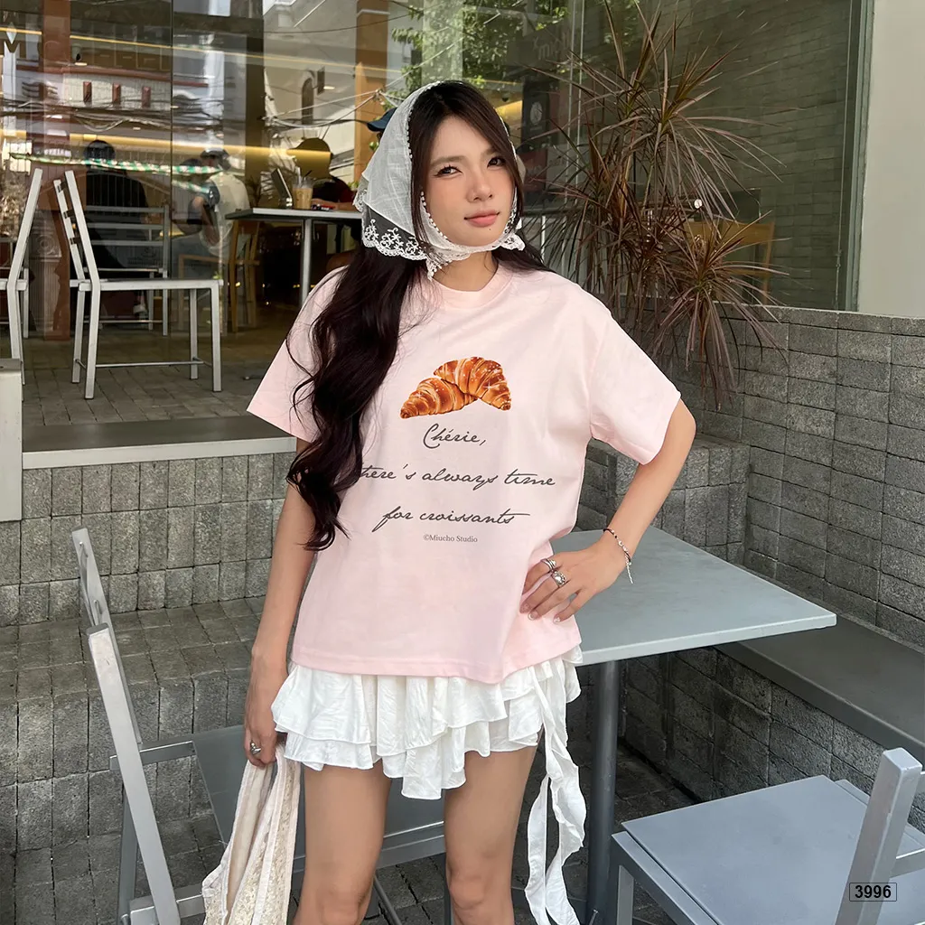 Áo thun boxy nữ in graphic Croissant đáng yêu Miucho 3996_thumbnail_2