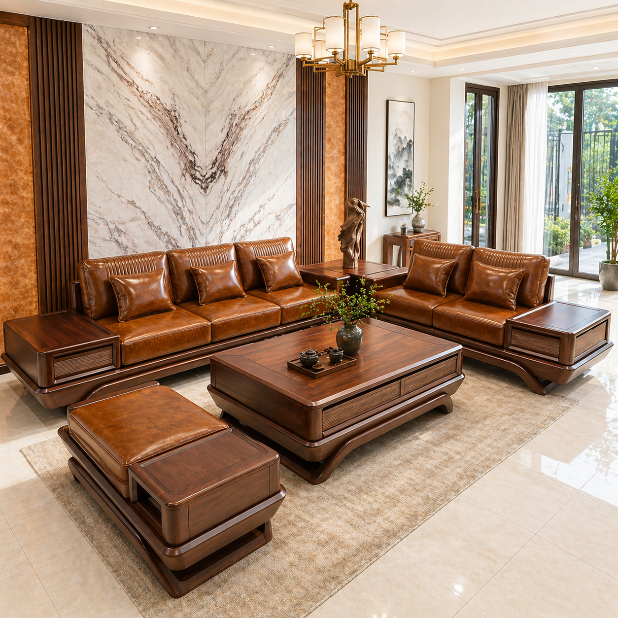 Sofa chân thuyền cao cấp hàng khung dày, màu đỏ sậm