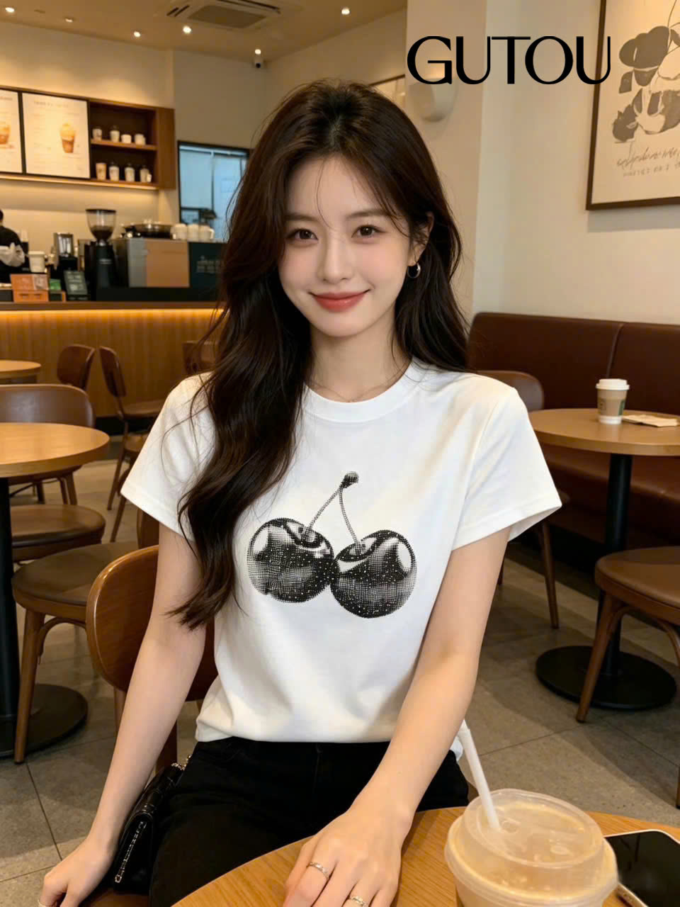 [ GUTOU ] Áo Thun In Hình Cherry Bling Tee_thumbnail_6