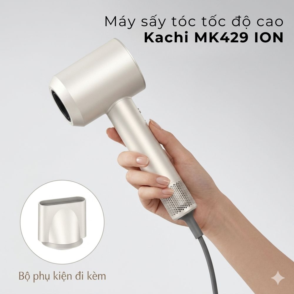 Máy Sấy Tóc Tốc Độ Cao Kachi MK429 ION (110.000 vòng/phút) - Sấy Nhanh, Chăm Sóc Tóc Ion Âm, Kiểm Soát Nhiệt NTC