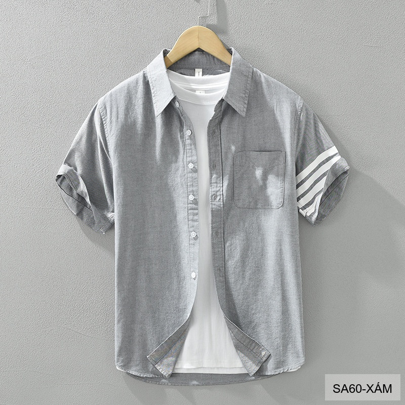 SA60 - Áo Sơ Mi Nam Tay Ngắn Phong Cách Nhật Bản Chất Cotton Thoáng Mát Đa Dụng_thumbnail_19