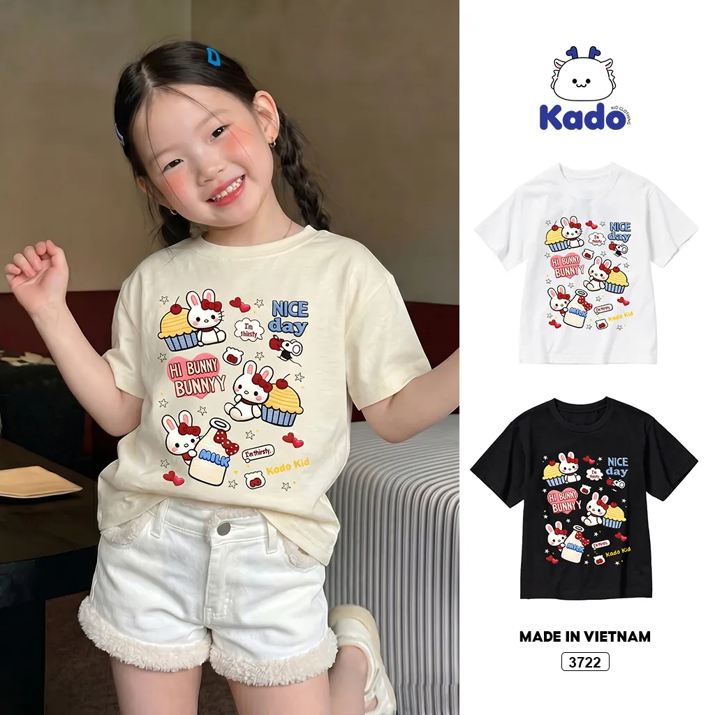Áo thun bé gái chất thoáng mát Bunny đáng yêu Kado 3722