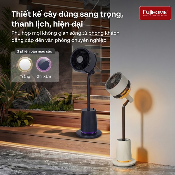 Quạt tuần hoàn không khí thông minh, ra lệnh giọng nói Fujihome Luxury CFR01PRO-VOICE (Màu đen - Màu trắng)_thumbnail_5