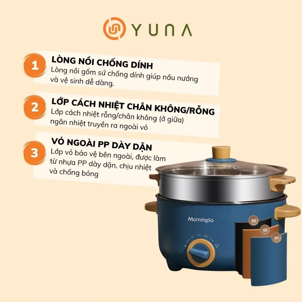 [LOẠI 1] Nồi Lẩu Điện Đa Năng Bếp Điện Thông Minh Công Suất Lớn 1000W Vỏ Nhựa Chống Nóng, Bỏng Lòng Tráng Men Chống Dính_thumbnail_5