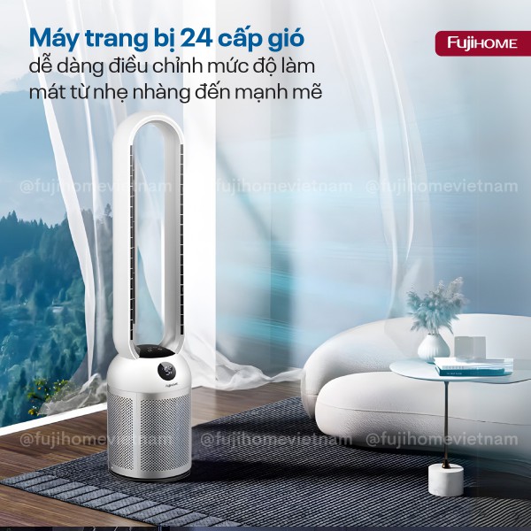 Quạt không cánh tích hợp lọc không khí bằng HEPA, màng lọc Ion bạc Fujihome BF307DC HEPA_thumbnail_3