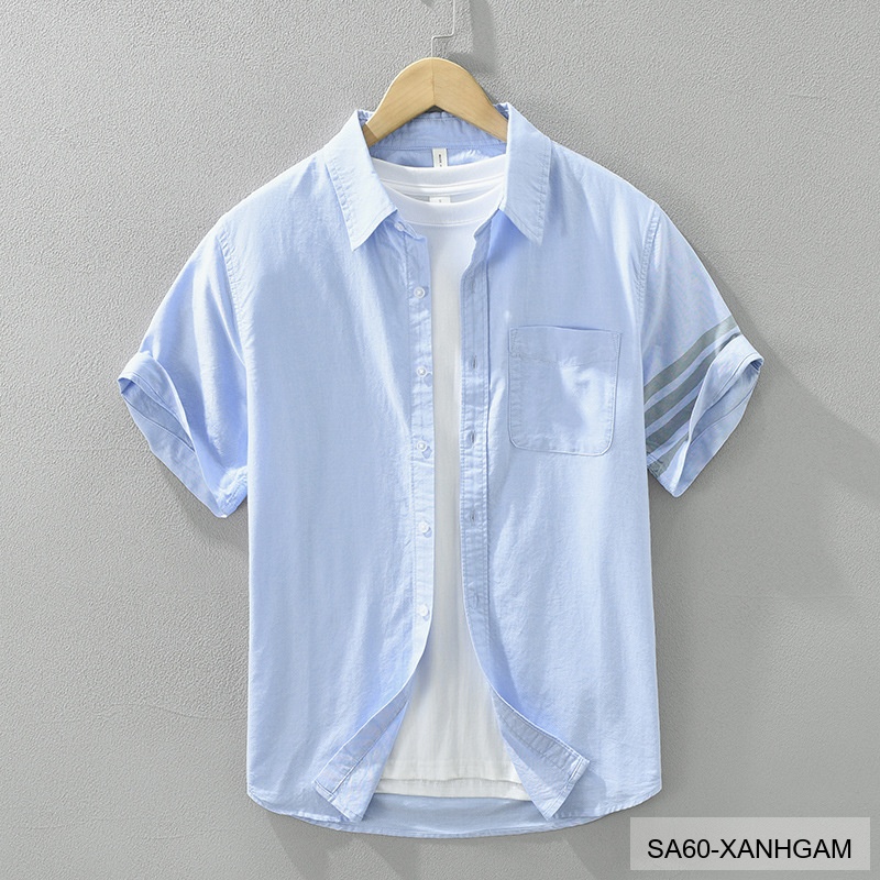 SA60 - Áo Sơ Mi Nam Tay Ngắn Phong Cách Nhật Bản Chất Cotton Thoáng Mát Đa Dụng_thumbnail_36
