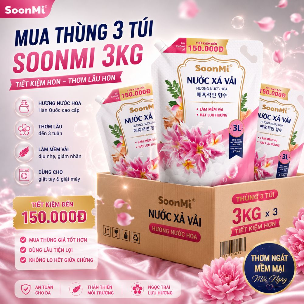 1 Thùng 3 Túi Nước Xả Soonmi 3kg