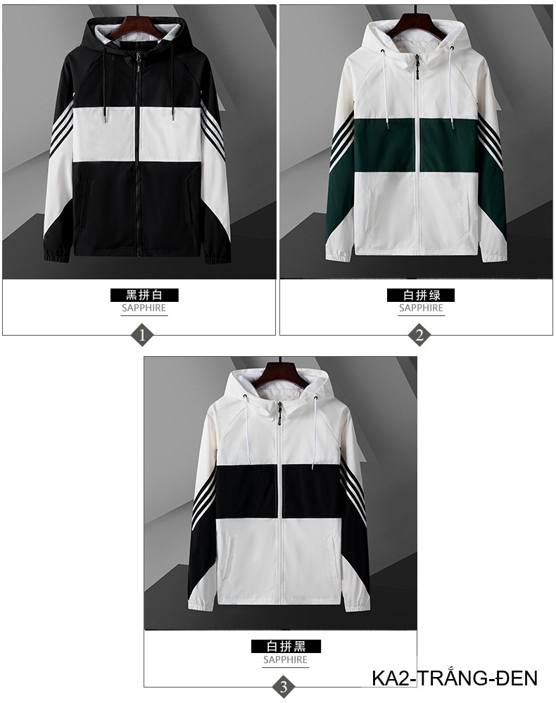 KA2 - Áo khoác nam phối màu thời trang, liền mũ, chống gió, phù hợp xuân thu_thumbnail_11
