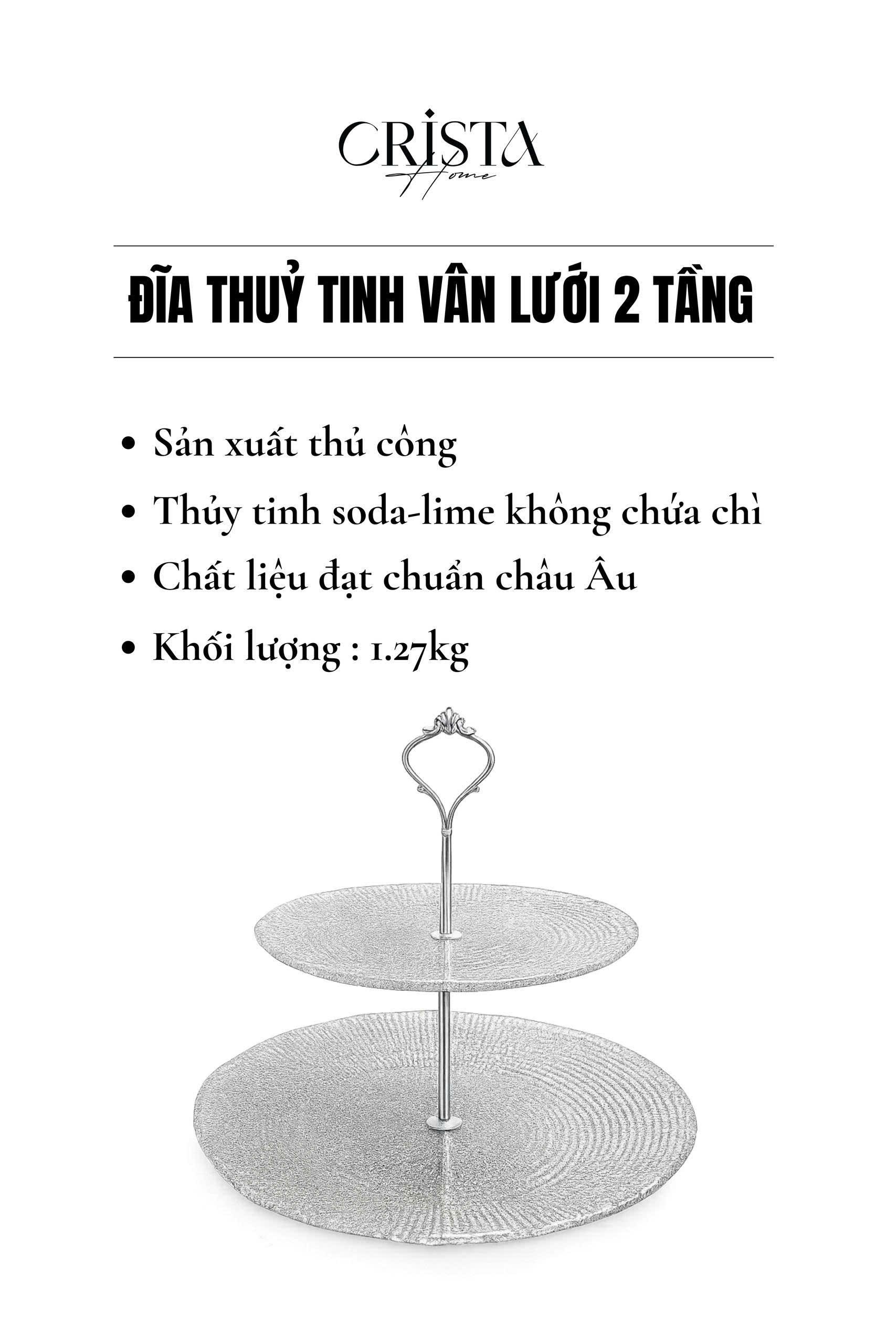 Bộ đĩa 2 tầng thủy tinh vân lưới 22.5 + 28 cm CRISTA HOME, 60224_thumbnail_3