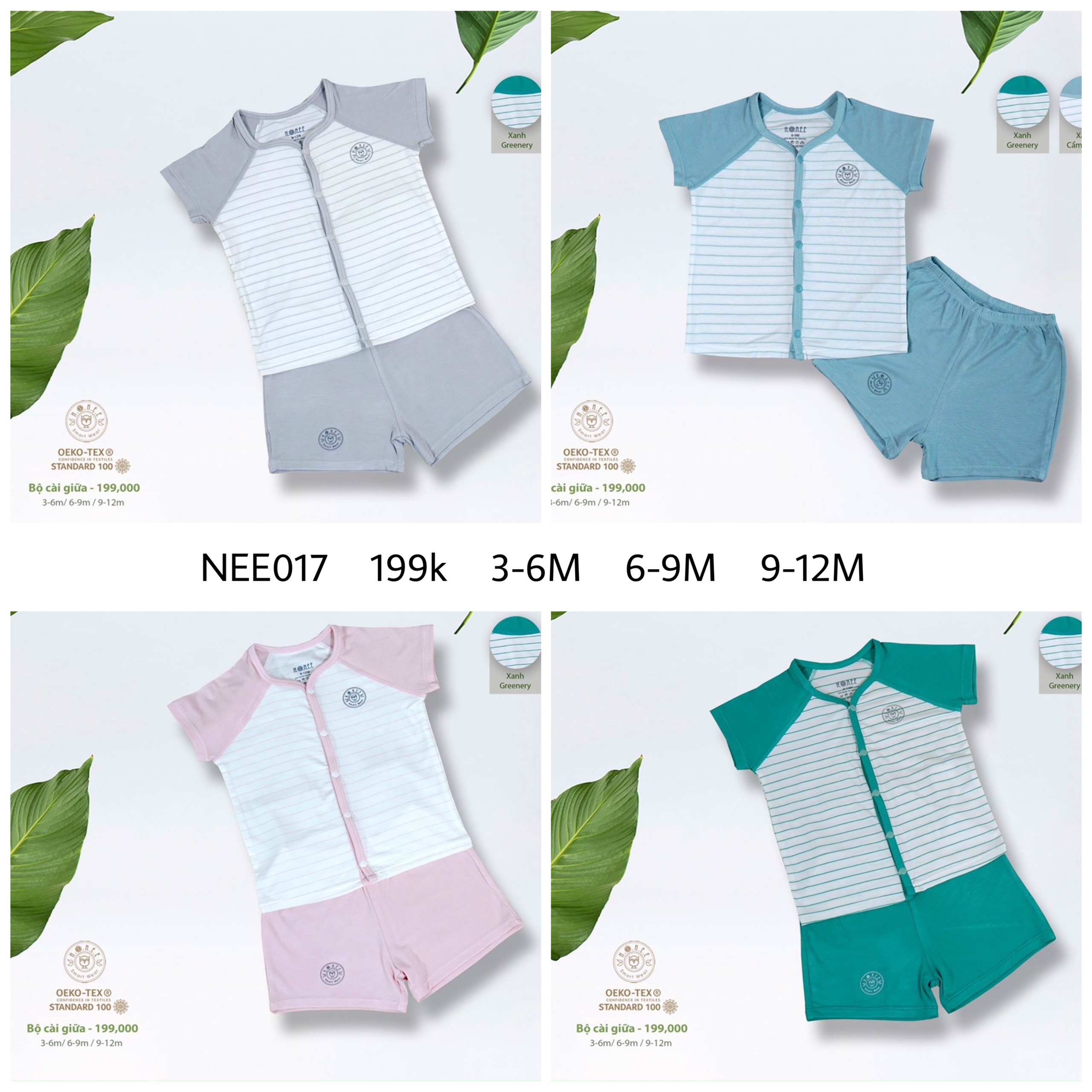 SALE LỖI ĐỐM Bộ cộc cài giữa kẻ HRNEE