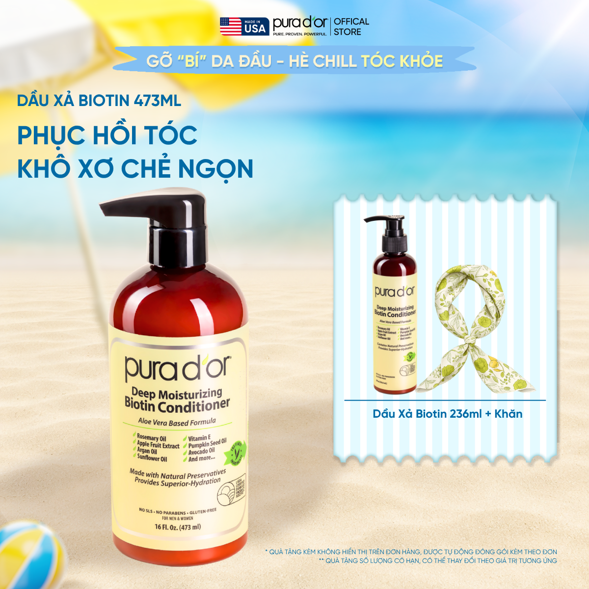 Dầu Xả Biotin Pura D'or Deep Moisturizing Giúp Dưỡng Ẩm Chuyên Sâu 473ml