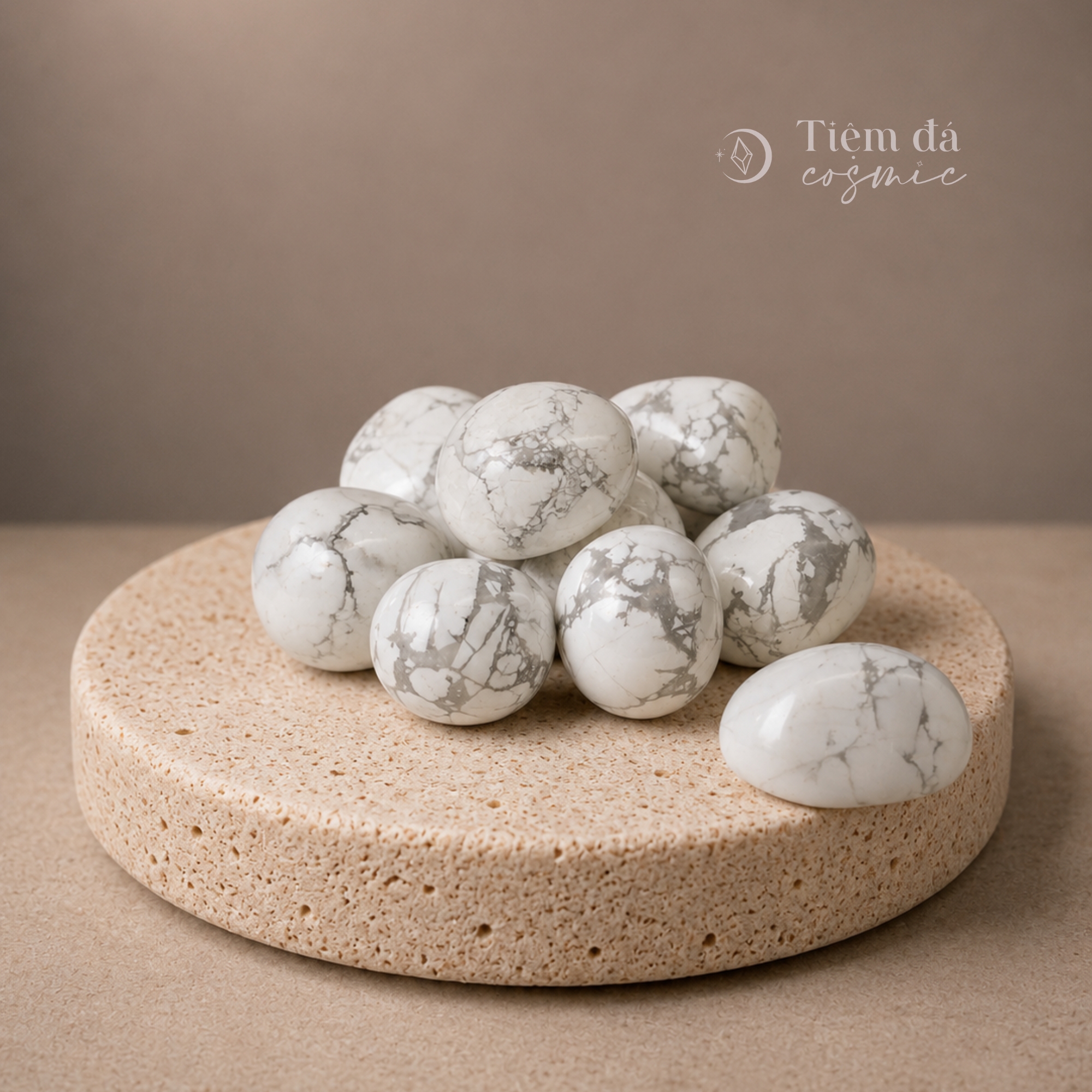 Đá cuội đã mài bóng / Tumbled Đá Howlite size 2 - 3 cm/viên