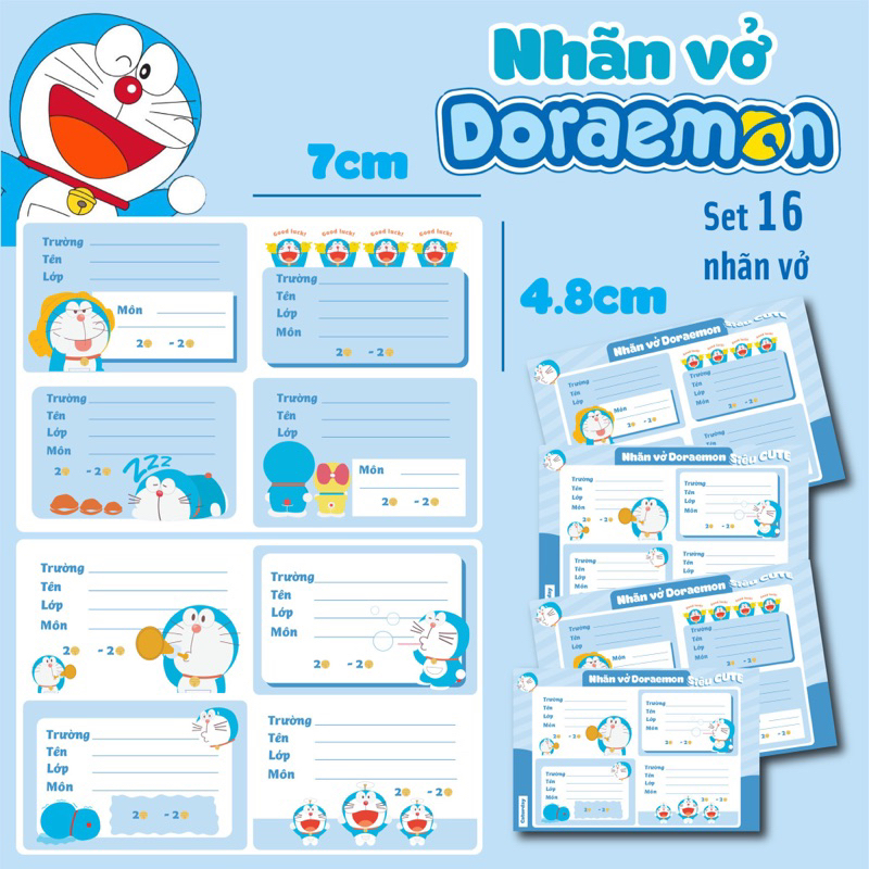 (In tên theo yêu cầu) SET 24 NHÃN VỞ Gấu dâu Lotso, Capybara, Kuromi, Totoro, Doraemon, nhiều mẫu siêu cute khác_thumbnail_3
