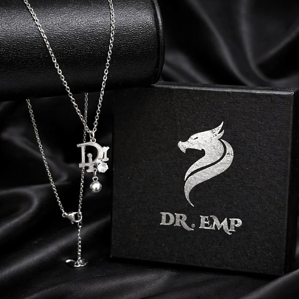 vòng cổ titan bạc charm Dior đính kim cương trắng rơi bi bạc_thumbnail_2