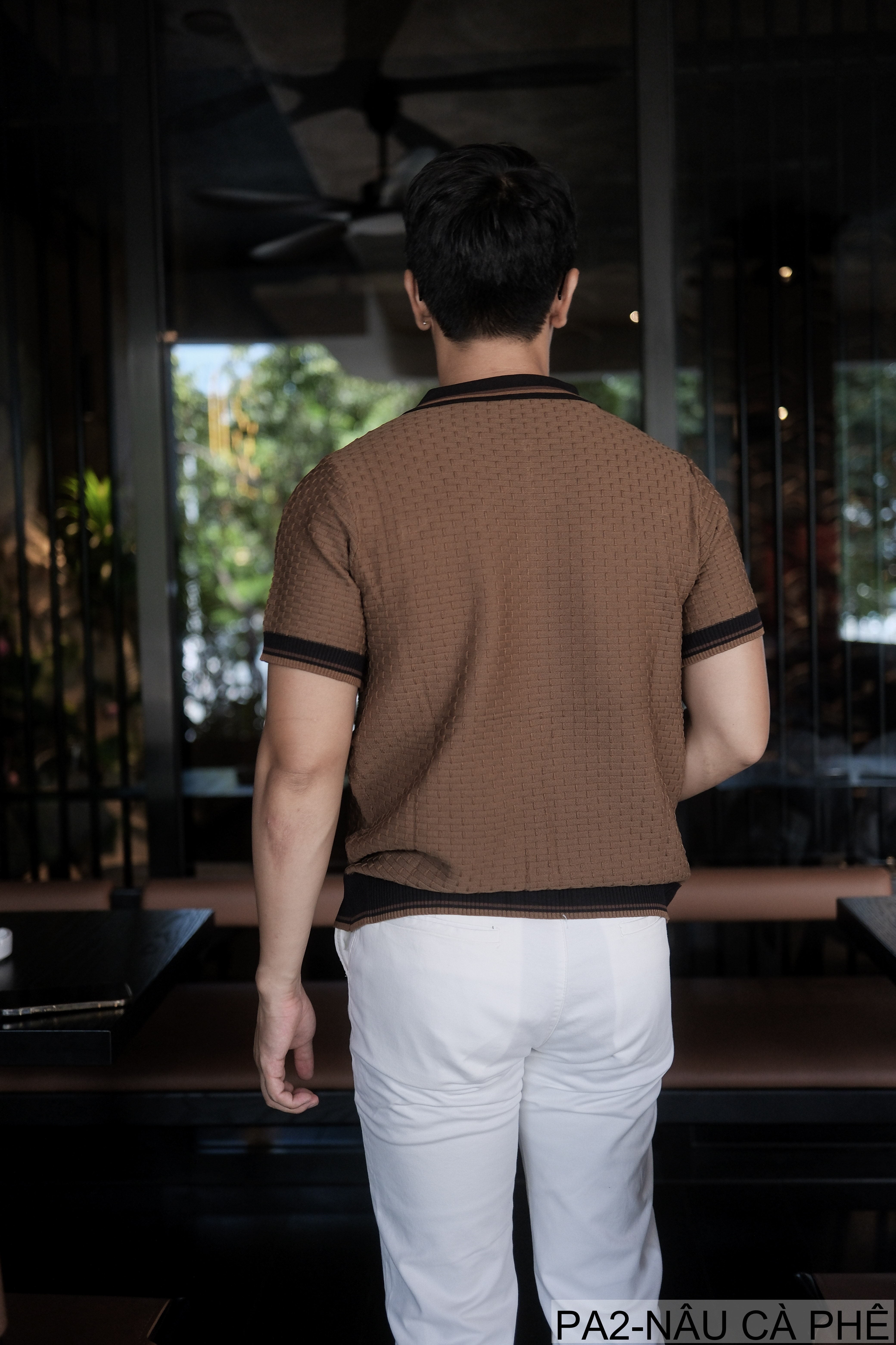 PA2 - Áo len nam tay ngắn cổ polo kiểu dệt waffle, thoáng khí, phong cách Hàn Quốc_thumbnail_11