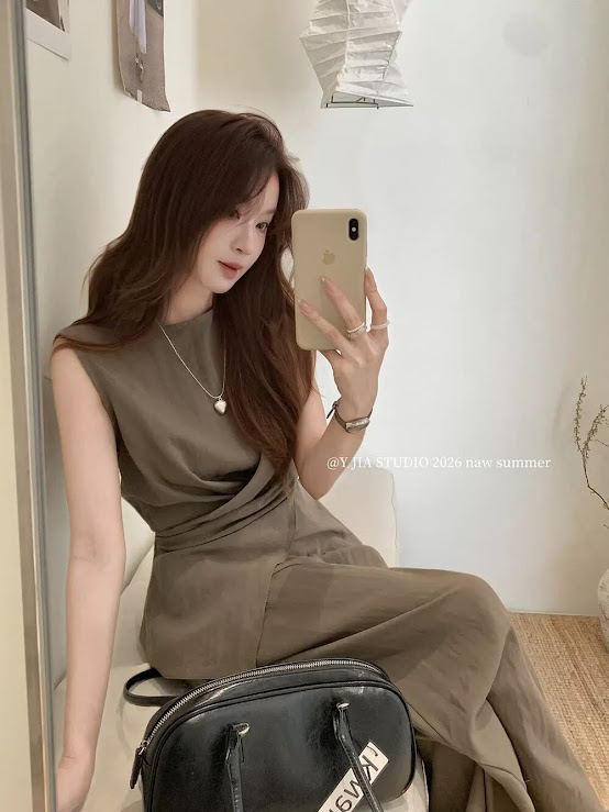 Set áo zile cổ tròn vạt đan + quần ống suông dáng dài YJIA_thumbnail_6