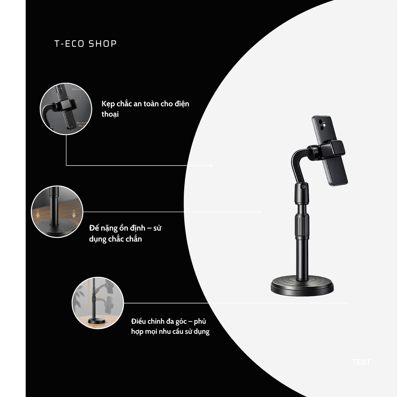 T-ECO SHOP | Giá Đỡ Điện Thoại Để Bàn Chân Đế Điều Chỉnh Góc Độ Chất Liệu ABS_thumbnail_3