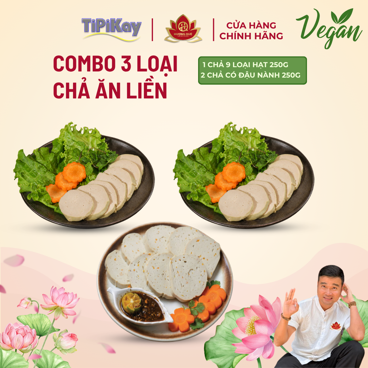 [Combo 3 món] 2 Chả Có Đậu Nành 250g +  1 Chả 9 Loại Hạt 250g CBTP-CCDC9LH