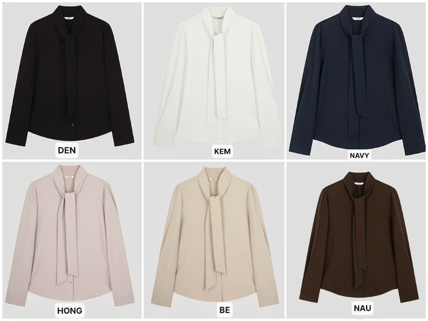 E345 SƠ MI CỔ BUỘC NƠ XUẤT HÀN NHIỀU MÀU- 3103