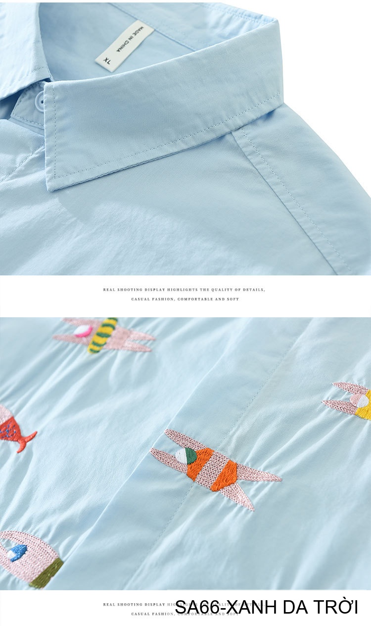 SA66 - Áo sơ mi nam ngắn tay thêu cá kiểu Nhật, cotton 100%, form rộng thoải mái, phong cách tươi mới_thumbnail_13