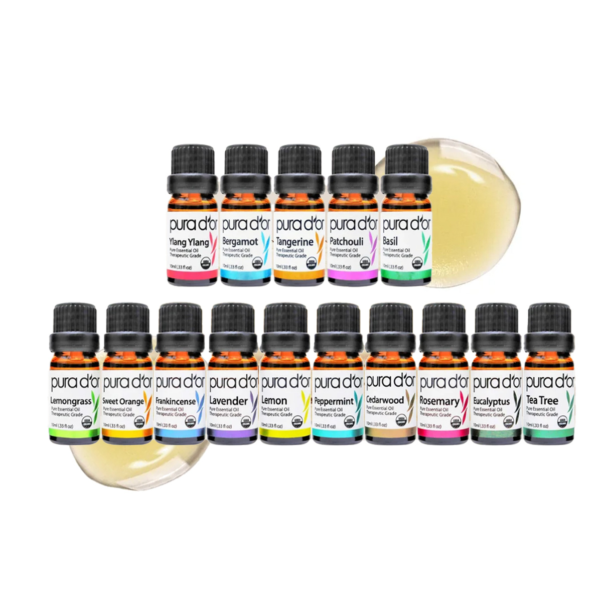 Bộ 16 Tinh Dầu Hữu Cơ PURA D’OR Sweet 16 Essential Oil Set - USDA Organic (10mlx16)