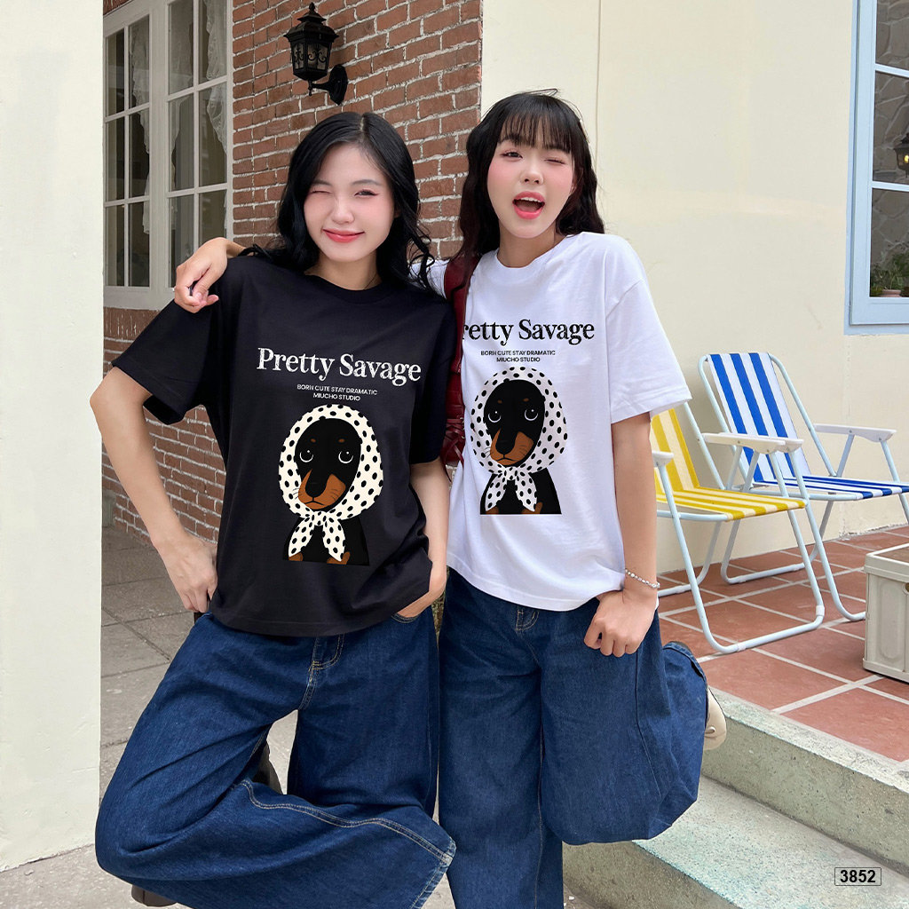 Áo thun nữ form boxy hoạt hình cún cá tính Miucho 3852_thumbnail_5