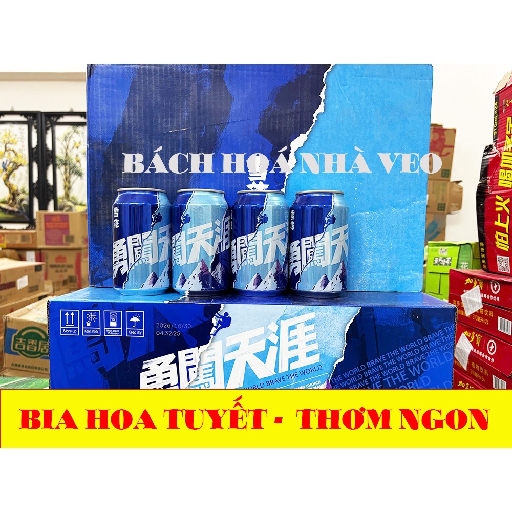 Bia tuyết, bia hoa tuyết (bông tuyết) bia trung quốc thơm ngon, thùng 24 lon hàng chuẩn
