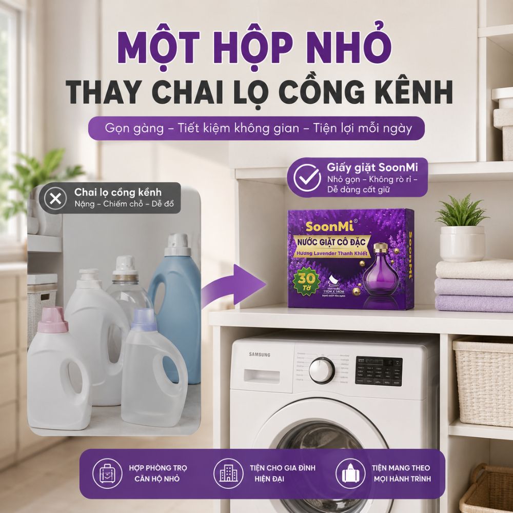 Nước Giặt Cô Đặc SoonMi Hương Lavender lưu hương lâu nhỏ gọn bỏ vali du lịch, khử mùi xe hơi, thơm tủ áo_thumbnail_8