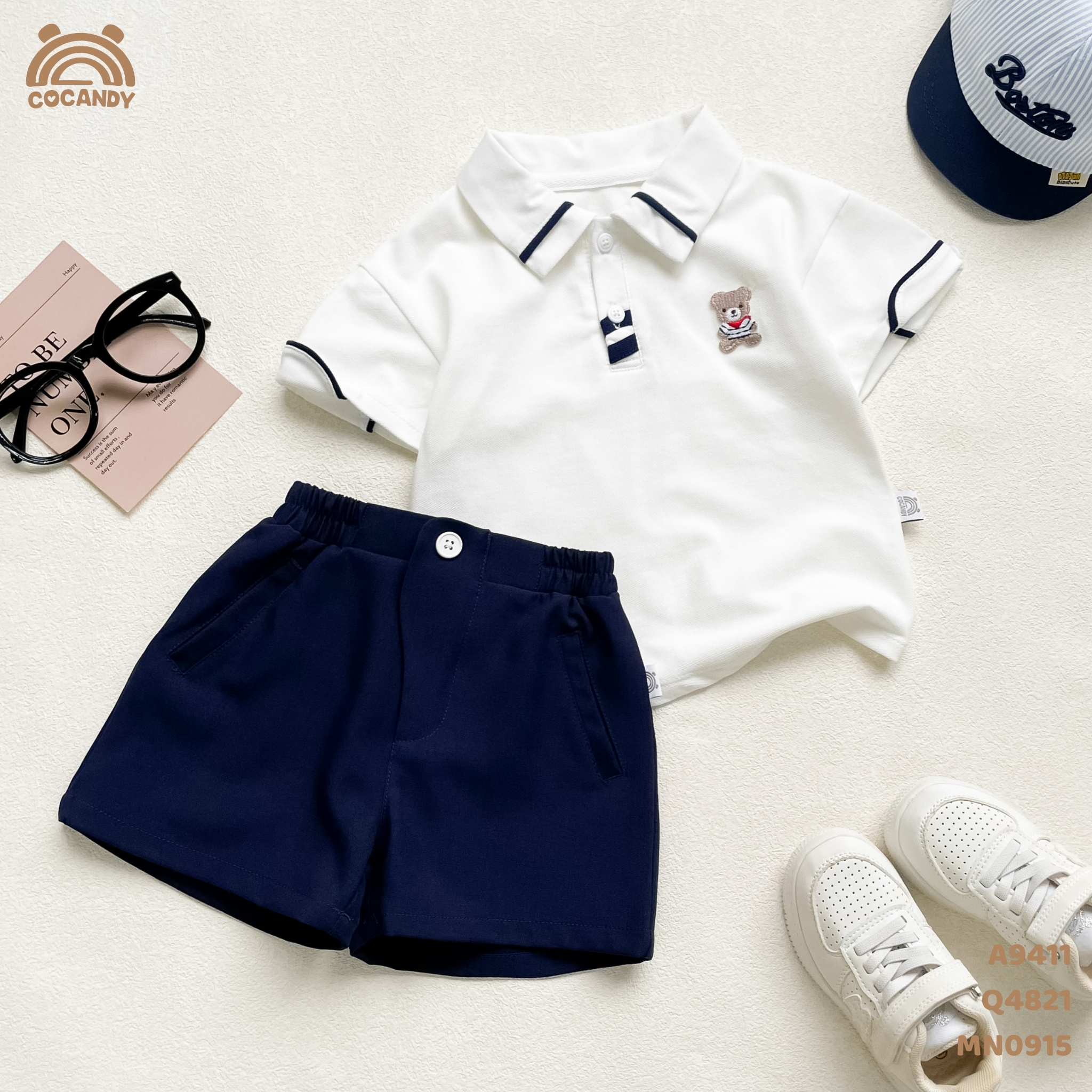 Quần cộc XANH NAVY vạt trước lệch