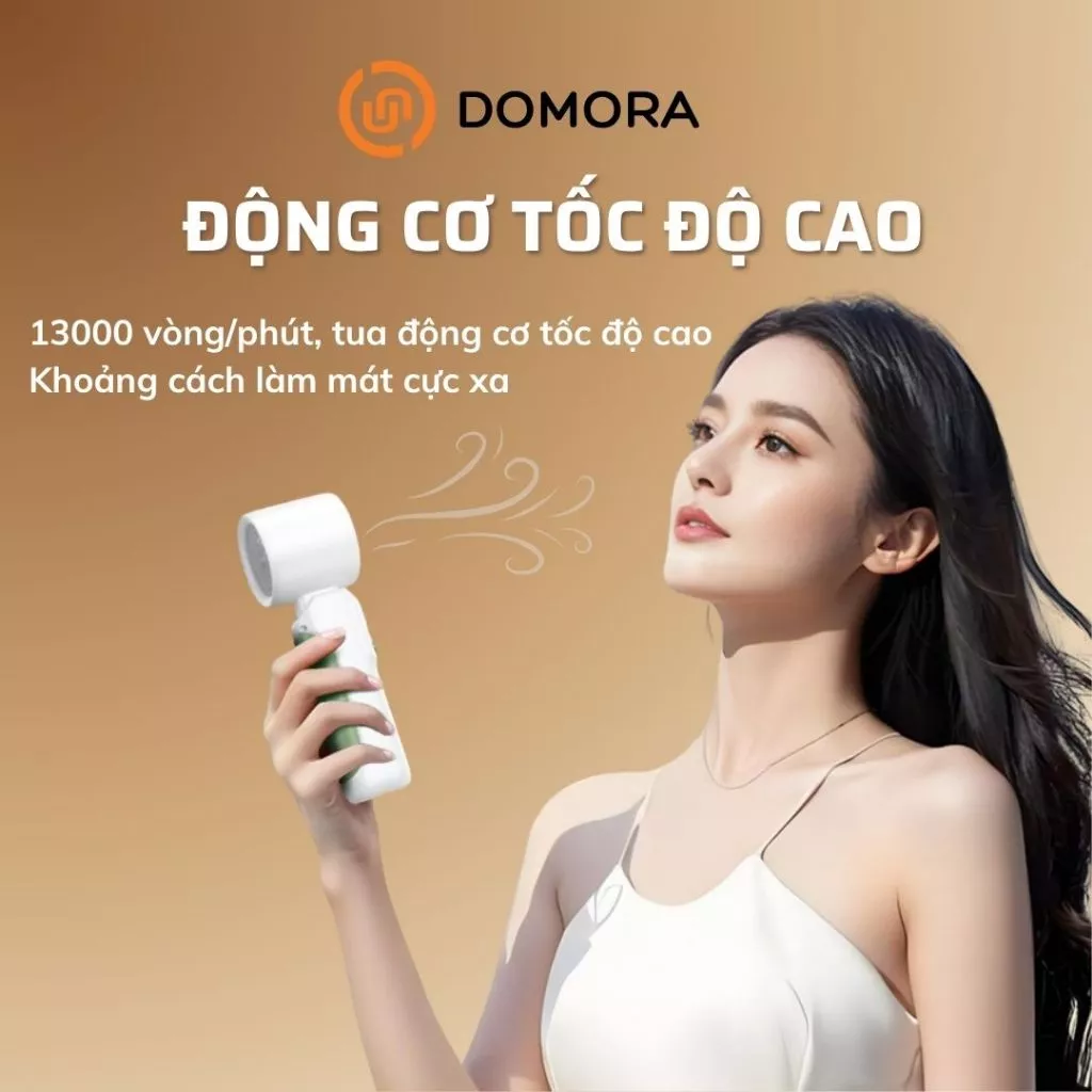 Quạt cầm tay mini DOMORA tốc độ cao, điều chỉnh100 cấp độ, làm mát nhanh